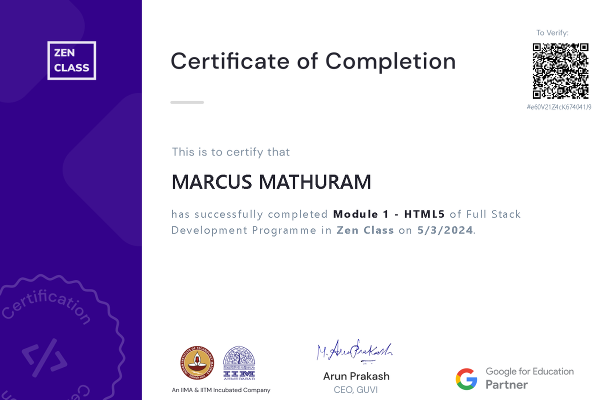 Certificate 1
