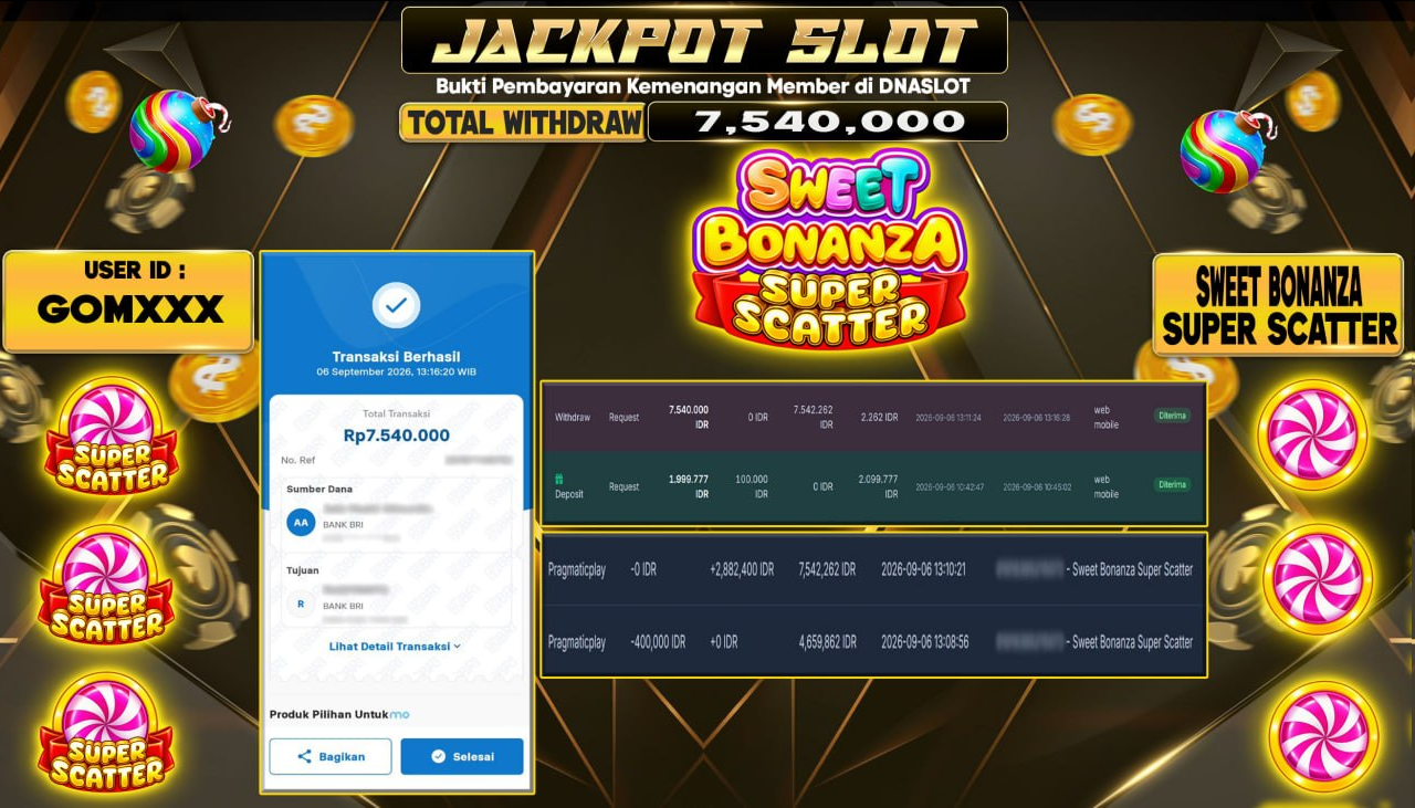 JACKPOT SLOT SWEET BONANZA SUPER SCATTER 06 SEPTEMBER 2026