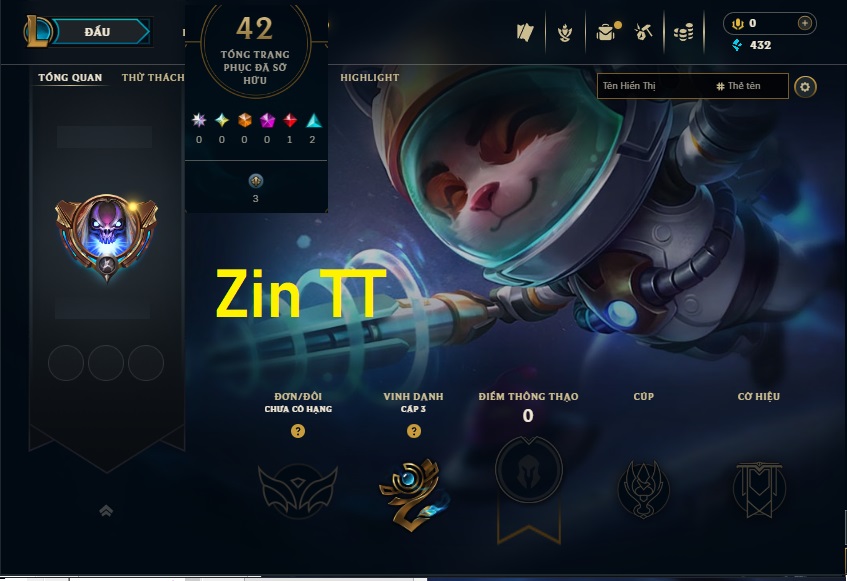 Acc LMHT #Zin thông thạo - Không Khung