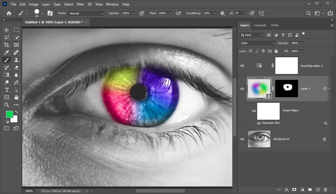 How do I make this gradient effect on an eye? : r/photoshop