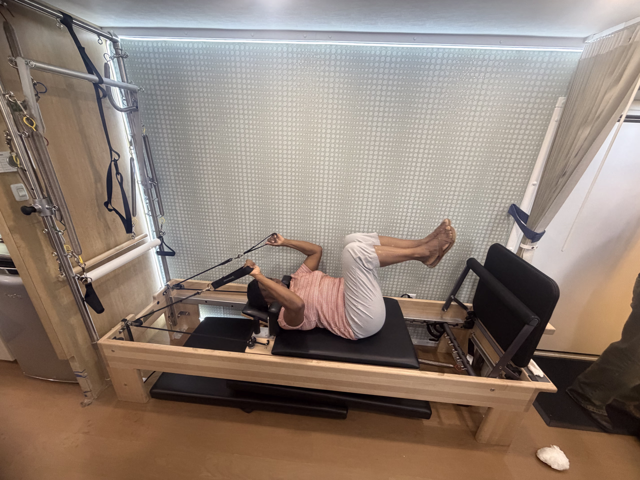 A patient working with a physical therapist
