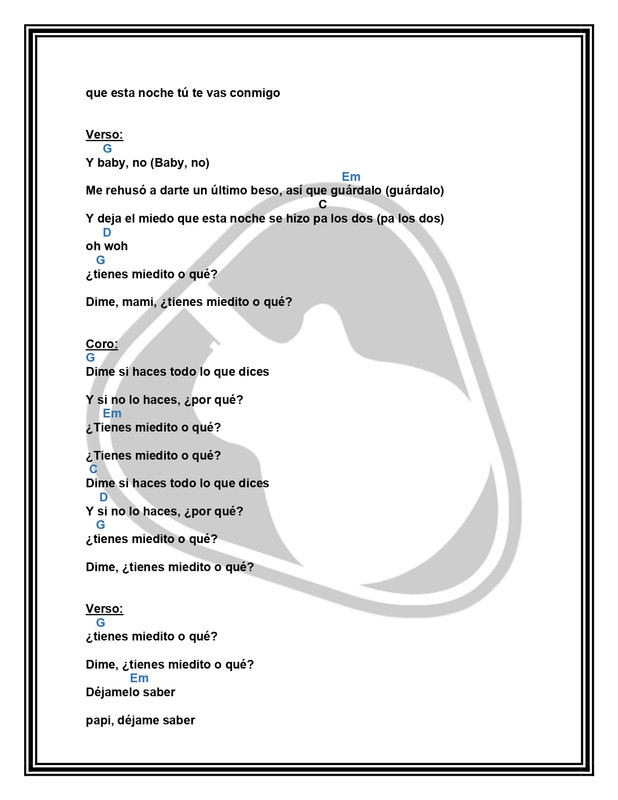 Miedito o Qué Ovy On The Drums Karol G Danny Ocean Letra y Acordes by MUSICTUTORIALS_page-0002
