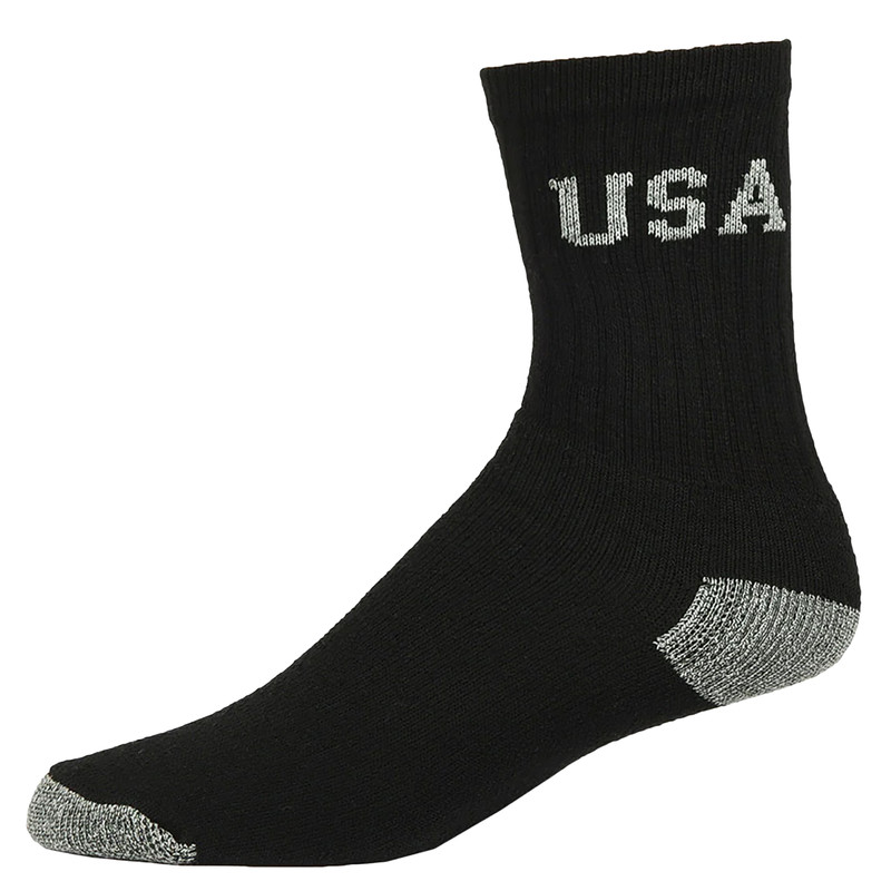 mens sport crew socks ribbed cotton sock black size 10-13
