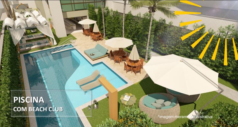 Piscina com conceito beach club