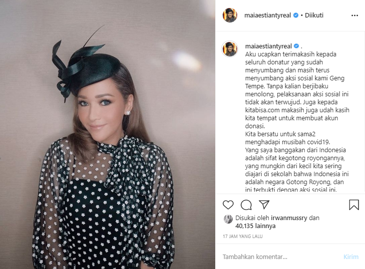 Ucapan terima kasih Maia Estianty