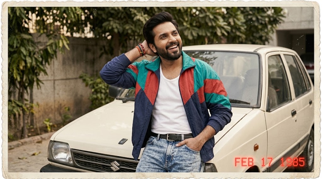 AI-generated example result for the creative-images prompt: 1985 Retro Casual Car Portrait by Prompt Craft