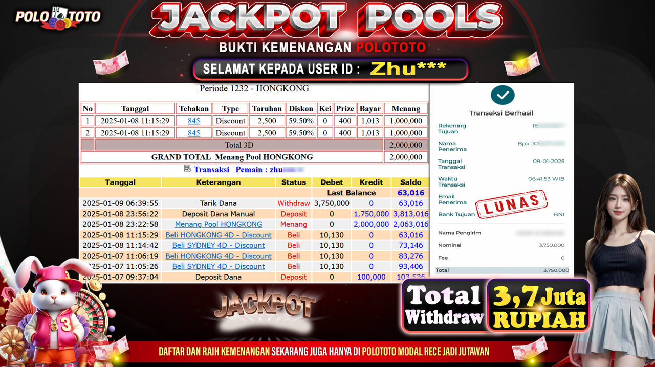 POLOTOTO JACKPOT TOGEL PASARAN HONGKONG Rp.3,750.000,-