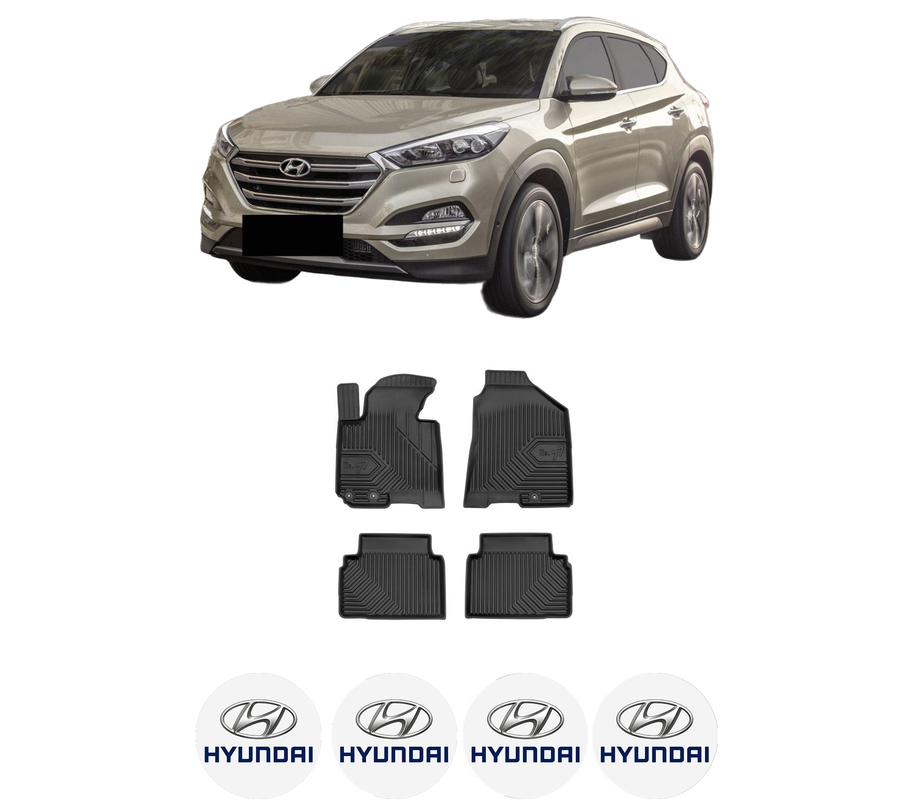 Set covorase presuri HYUNDAI ix35/TUCSON din 2010-2015, auto, din cauciuc thermoplastic, 4 Stickere auto cu HYUNDAI