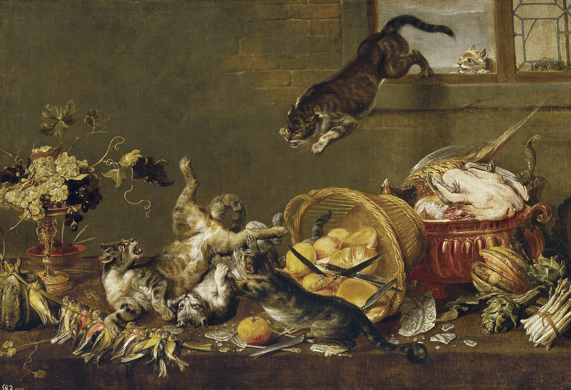 1-Paul-de-Vos-Cats-Fighting-in-a-Larder