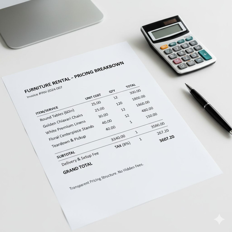 Прозрачное ценообразование на аренду мебели с детализацией стоимости доставки и монтажа