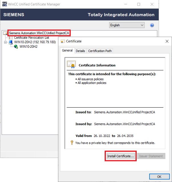 WinCC Unified Runtime on the runtime device WinCC Unified Runtime on the runtime device
