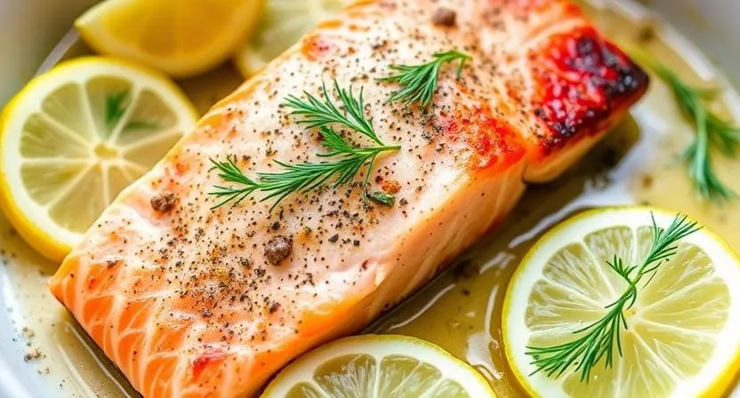 Лосось запеченный с лимоном и укропом