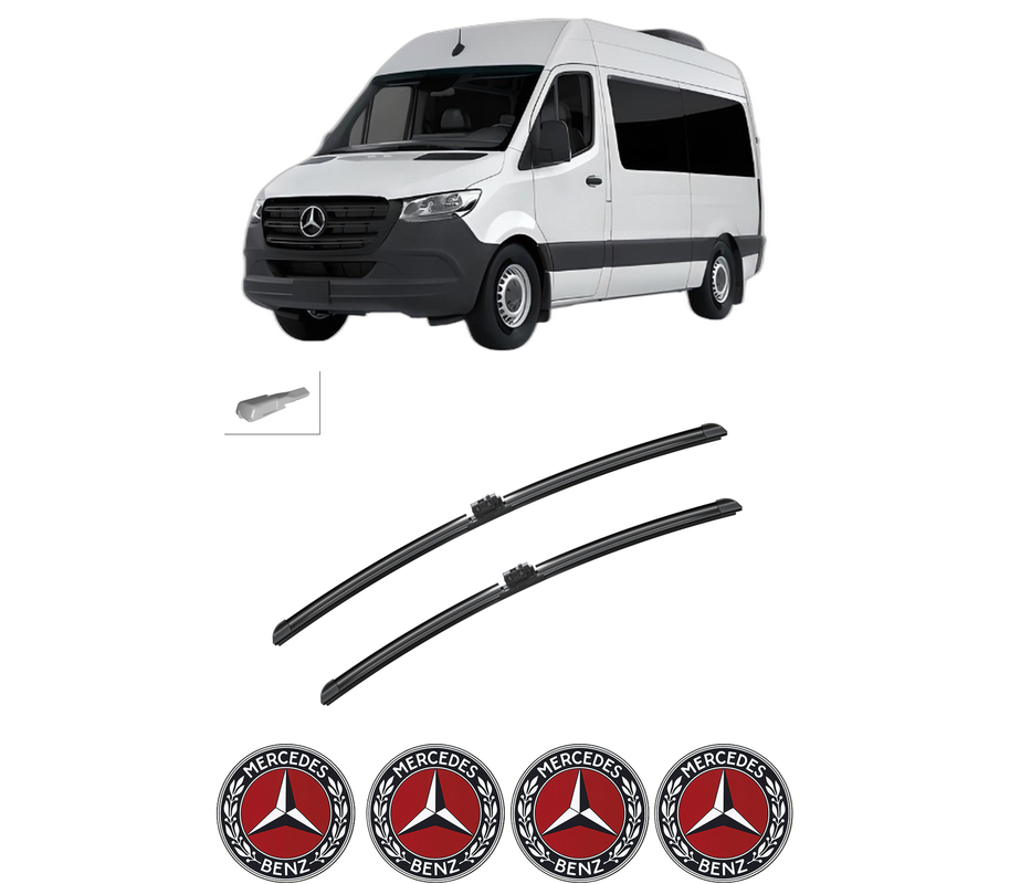 Set stergatoare auto MERCEDES-BENZ SPRINTER 3,5-t Tourer Bus (B907) din 2018-2021, pentru parbriz auto, 2 bucati, Bosch Aerotwin, din cauciuc siliconat rezistent, 4 Stickere Auto MERCEDES-BENZ