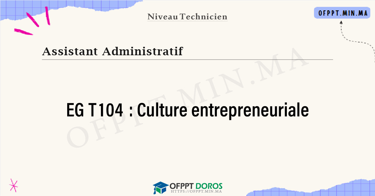 Sommaire détaillé du cours Culture entrepreneuriale EGT104 OFPPT - Structure du module