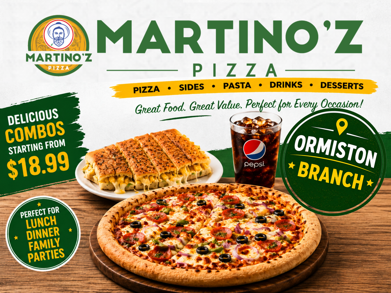 Martino'z Pizza Ormiston Combo Deals – Delicious Pizza, Sides & Family Feast Packages from $18.99