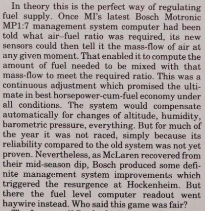 Mc Laren s Fuel Issues Germany 1986 (Autocourse 1986)