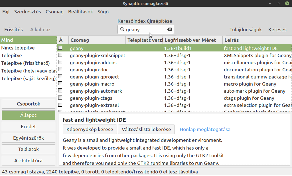 Synaptic csomagkezelő: beállítások, használat (első rész) | Linux Mint  Magyar Közösség