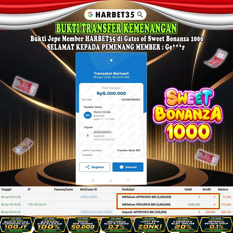 HARBET35 JEPE! Gates of Sweet Bonanza 1000 Rp 5.000.000,- LUNAS!