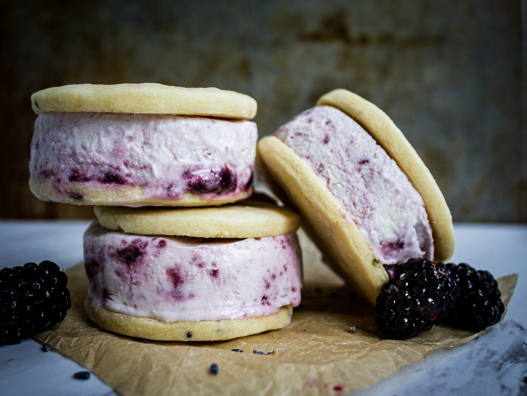 Lavender Blackberry Ice Cream Sandwiches