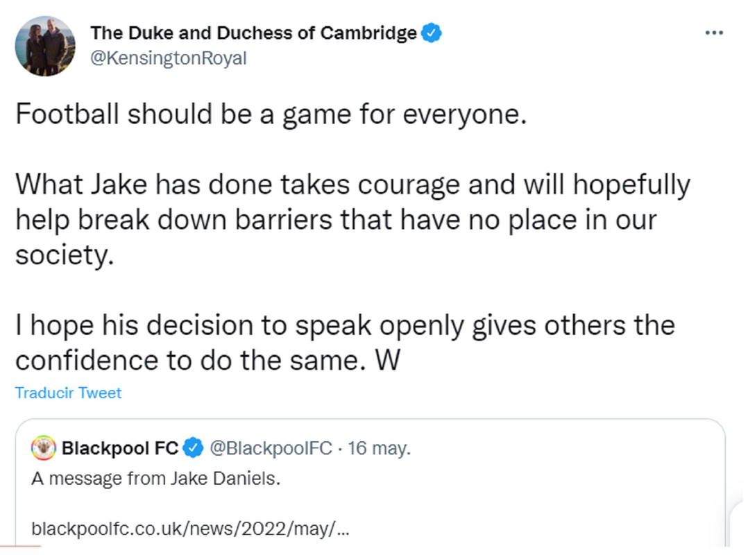 Príncipe William alzó la voz para hablar sobre Jake Daniels ¿Qué dijo?