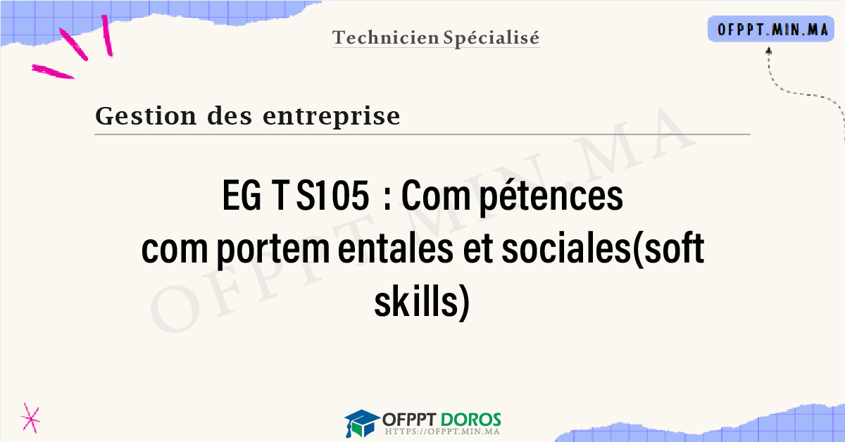 Sommaire détaillé du cours Compétences comportementales et sociales(soft skills) EGTS105 OFPPT - Structure du module
