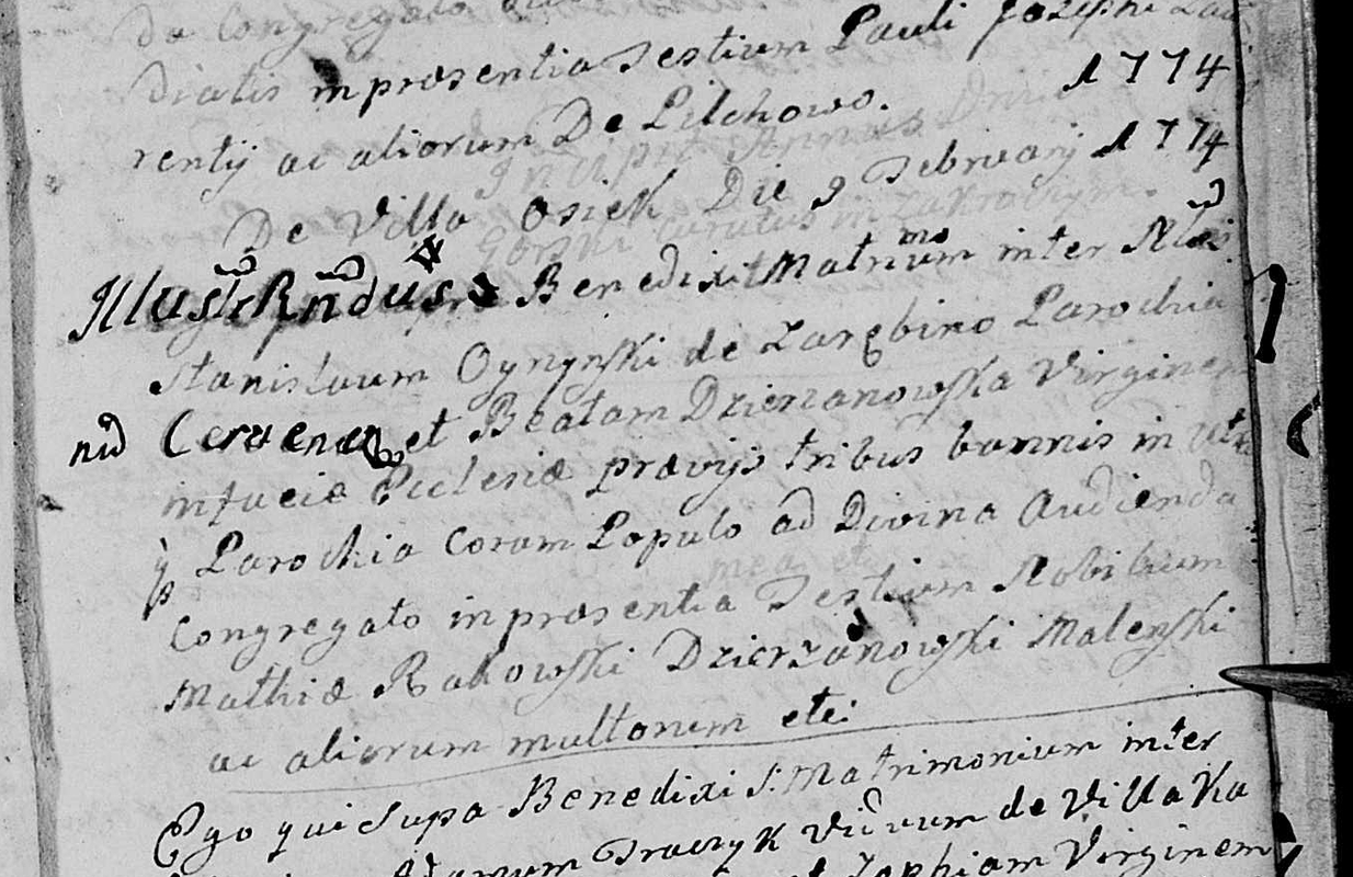 Stanisław Ojrzynski Slub akt 1774