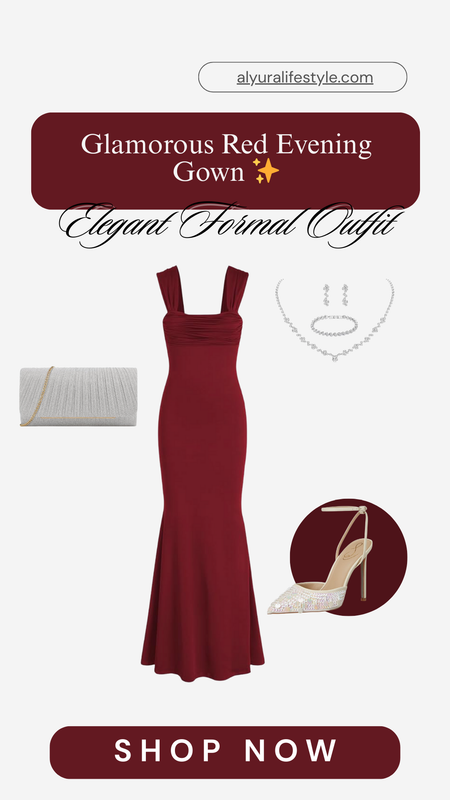Glamorous Red Evening Gown ✨ Elegant Formal Style