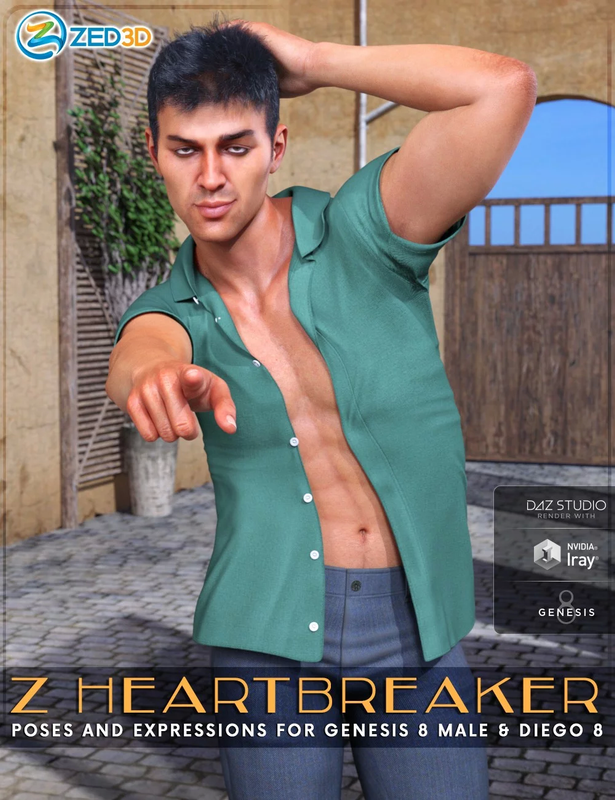 Z Heartbreaker Poses and Expressions for Genesis 8 Male and Diego 8 Z Heartbreaker Poses and Expressions for Genesis 8 Male and Diego 8