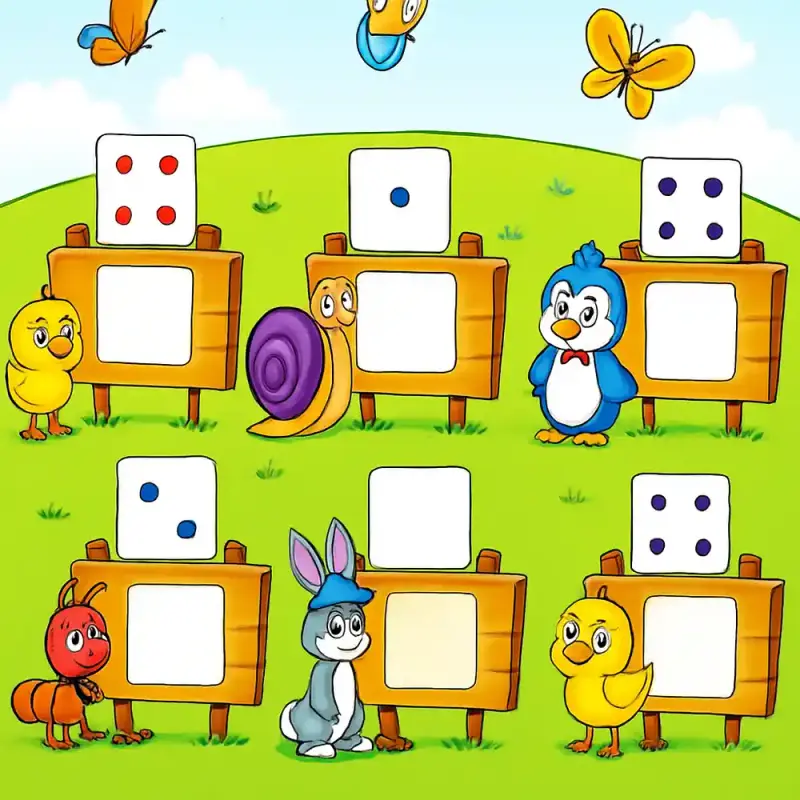 Activity with dots and empty squares for writing numbers