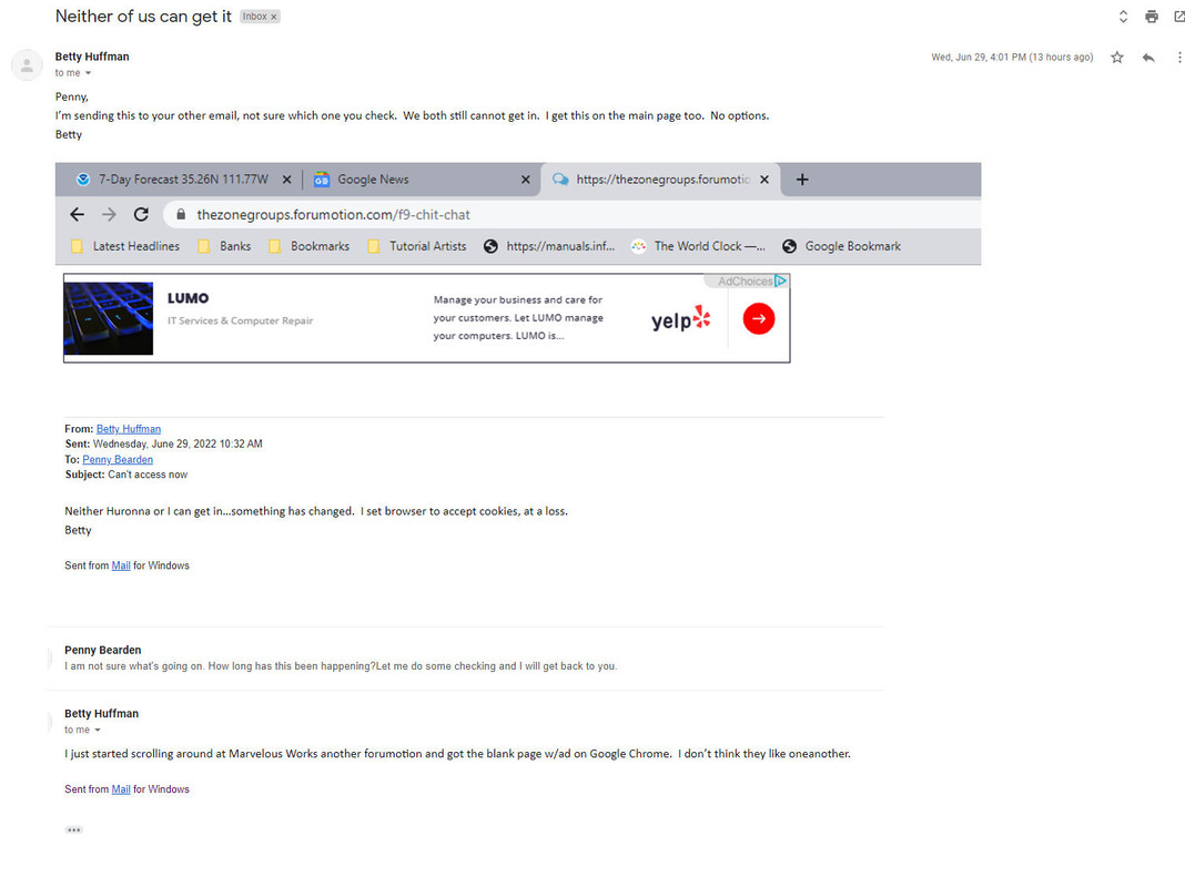 Some Members Cannot Access/Post 06-29-22-Flagryl-Huronna-Trouble-Email-1
