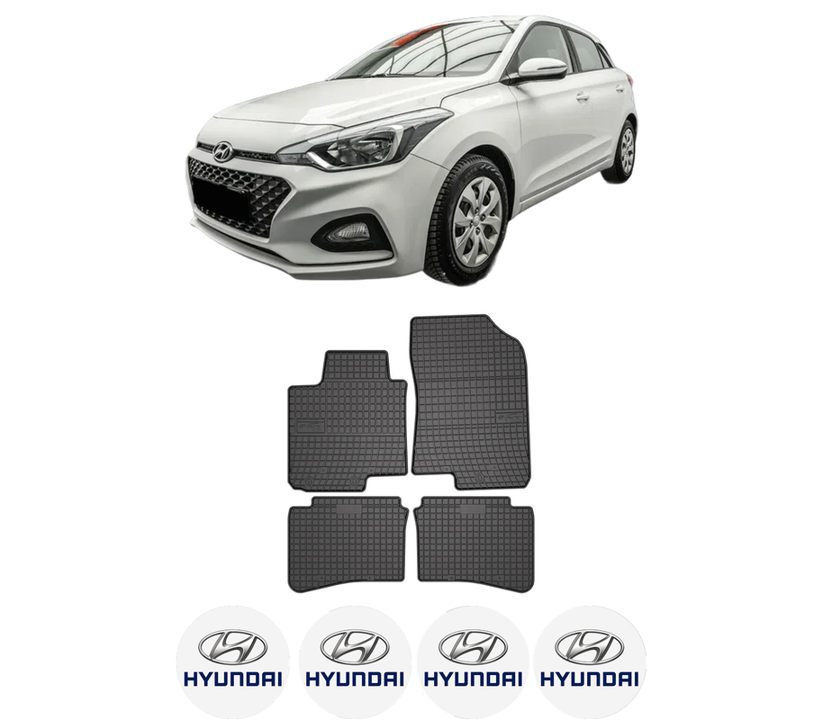 Set covorase presuri HYUNDAI i20 II Hatchback Van (GB, IB) din 2015-2021, auto, din cauciuc thermoplastic, 4 Stickere auto cu HYUNDAI
