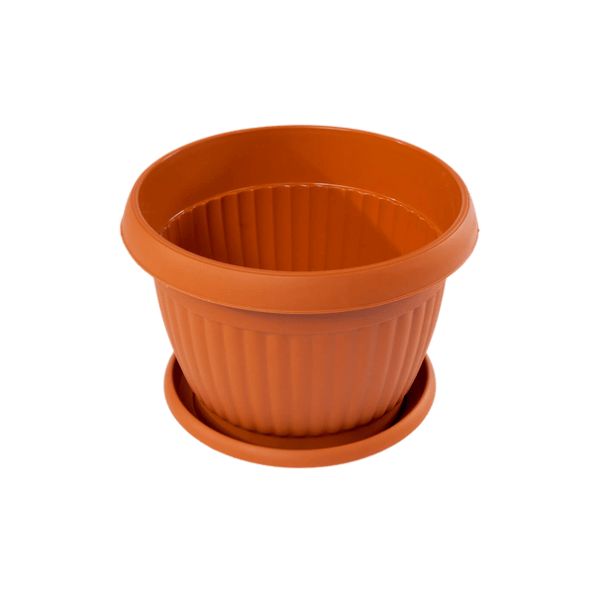 Ghiveci cu tava, Plastic, Maro, 13×10 cm - Ghivece pentru flori - Mercaton Store Ghiveci cu tava, Plastic, Maro, 13×10 cm - Ghivece pentru flori - Mercaton Store