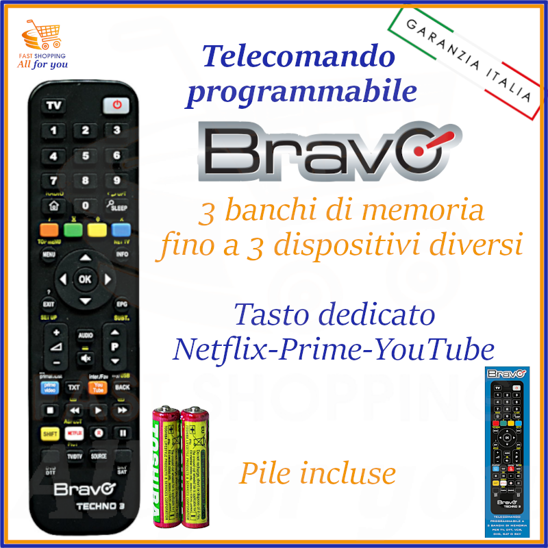 Telecomando per DTT DVD TV SAT VCR universale telefunken toshiba samsung lg akai united philips inno-hit ok panasonic saba hisense zephir changhong nordmende miia majestic sky q decoder telesystem jvc bravo blaupunkt nikko nikkei