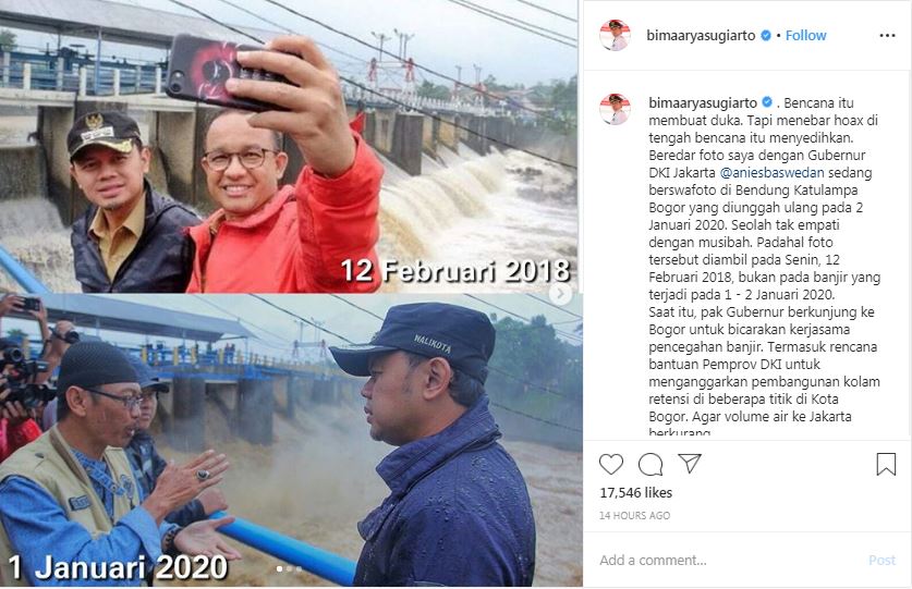 Postingan Bima Arya menanggapi foto selfinya bersama Anies Baswedan yang viral