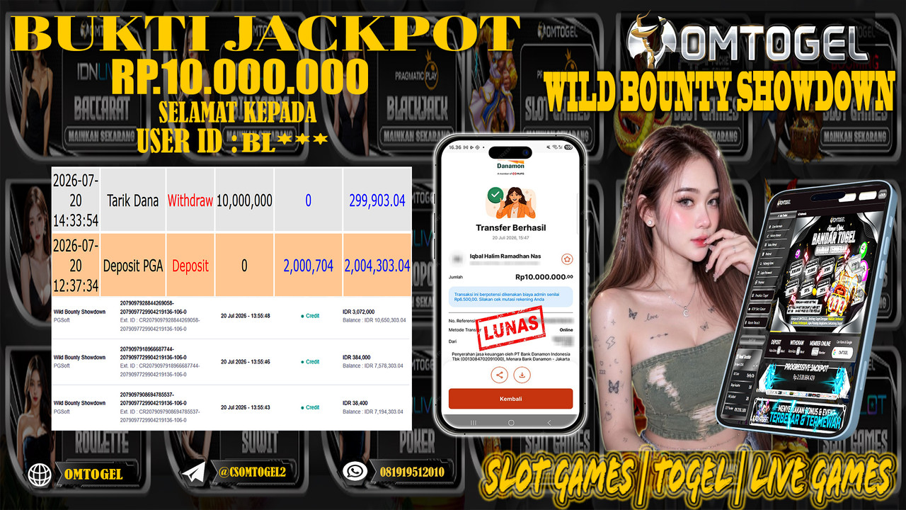 OMTOGEL JACKPOT PG SOFT WILD BOUNTY SHOWDOWN  Rp,10,000,000,- DIBAYAR LUNAS
