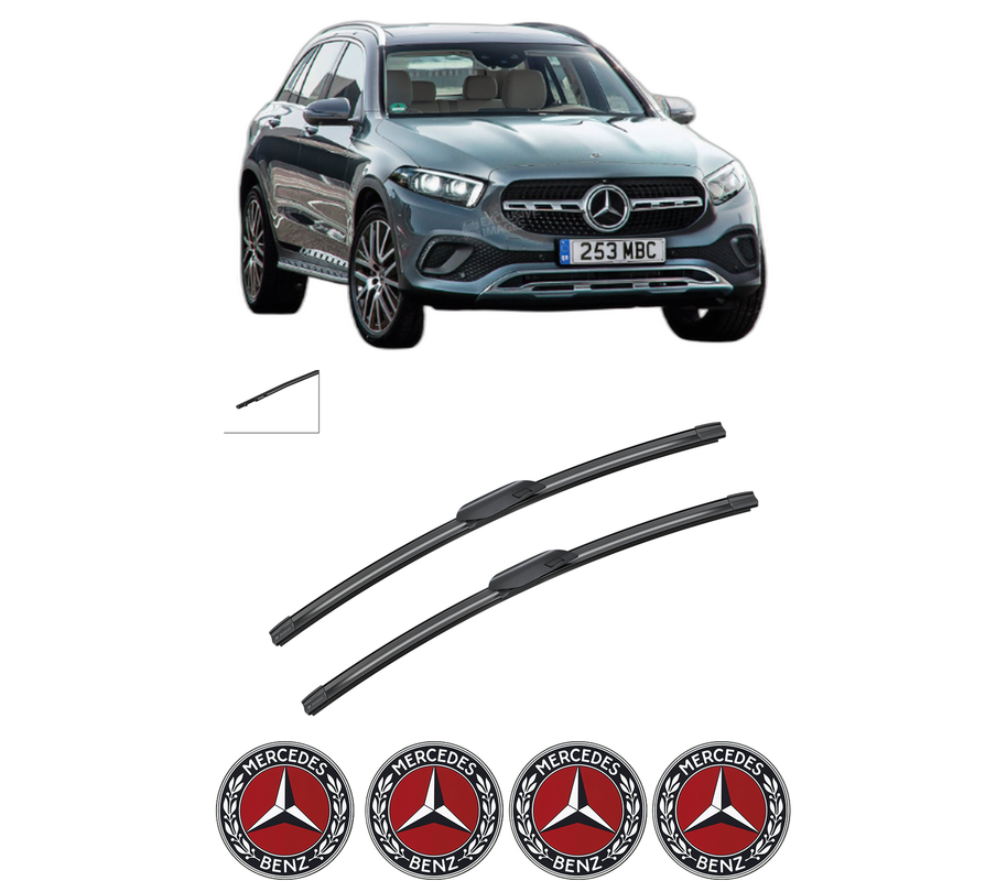 Set stergatoare auto MERCEDES-BENZ GLC (X254) din 2022-2024, pentru parbriz auto, 2 bucati, Bosch Aerotwin, din cauciuc siliconat rezistent, 4 Stickere Auto MERCEDES-BENZ