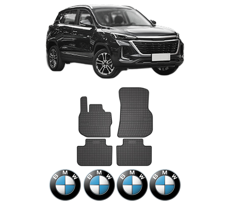 Set covorase presuri BMW Seria X3 din 2004-2021, auto, din cauciuc thermoplastic, 4 Stickere auto cu BMW Seria