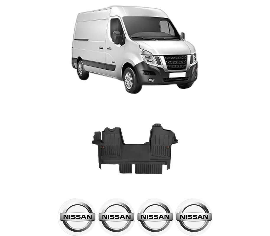 Set covorase presuri NISSAN NV400 Van (X62, X62B) din 2011-2020, auto, din cauciuc thermoplastic, 4 Stickere auto cu NISSAN