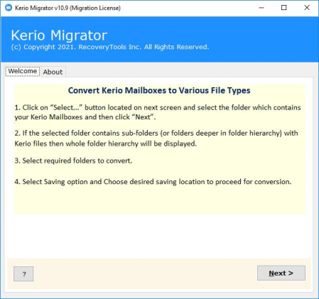 RecoveryTools Kerio Migrator 11.2