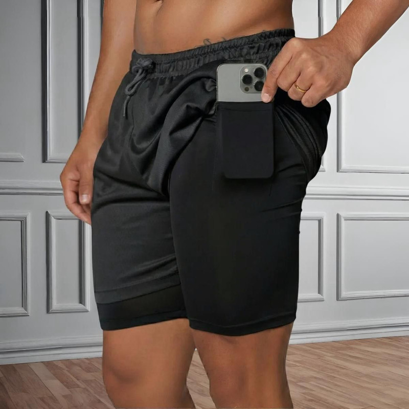 Shorts Dry Fit 2 Em 1 Masculino Térmico Compressão Corrida