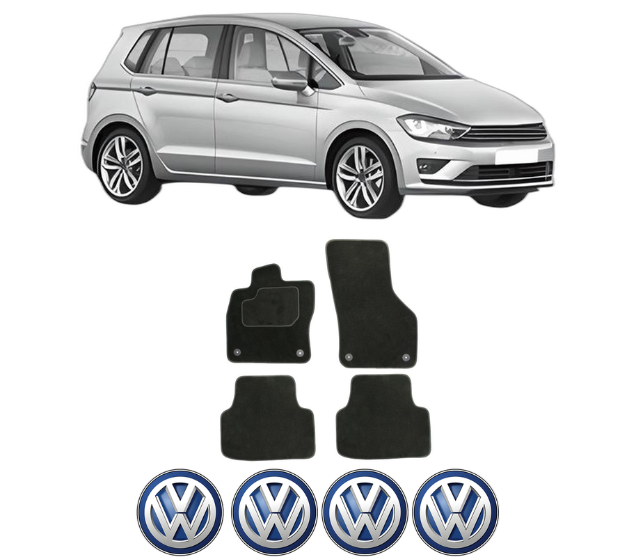 Set Covorase Presuri Volkswagen GOLF SPORTSVAN VII (AM1, AN1) din 2014-2020, Auto, Material Textil Mocheta, 4 Stickere auto cu Volkswagen