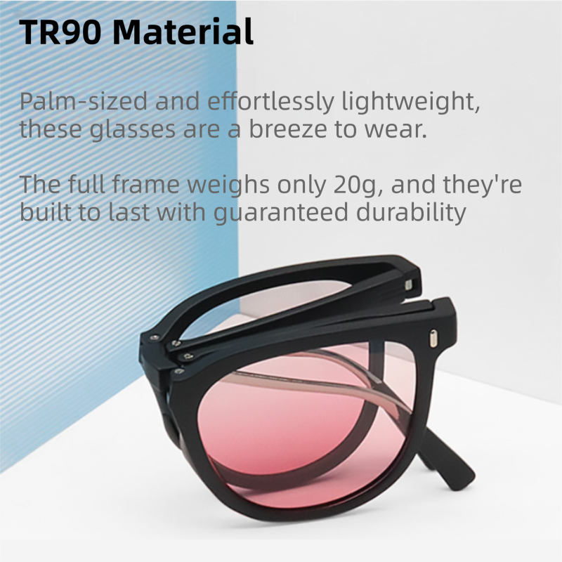 Ultra-Light Foldable TR Sunglasses for Women with Storage Bag - 15° Adjustable Temples & Premium Hinges, UV Protection (White Frame/Grey Lenses)