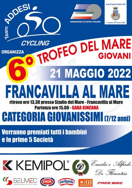 Quinta edizione del Trofeo del Mare Giovani con il ciclismo baby a Francavilla al Mare