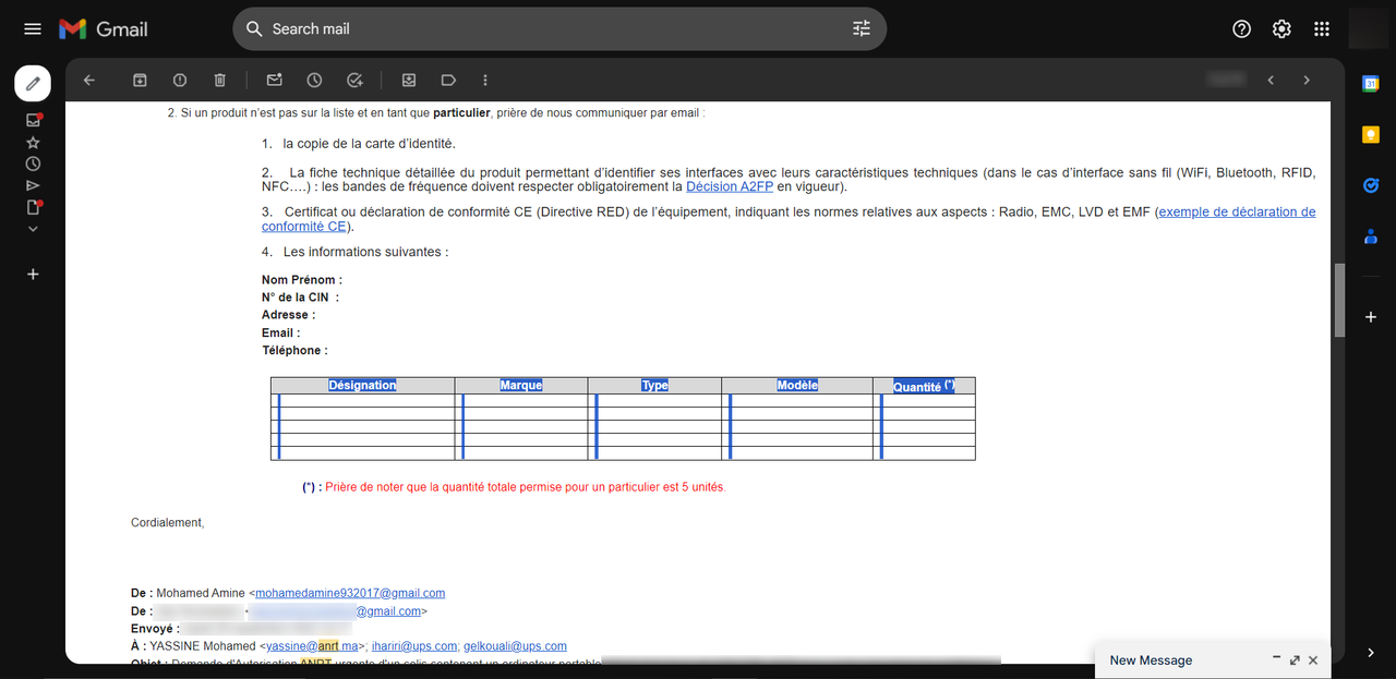 UPS ANRT How to table Form Info 1