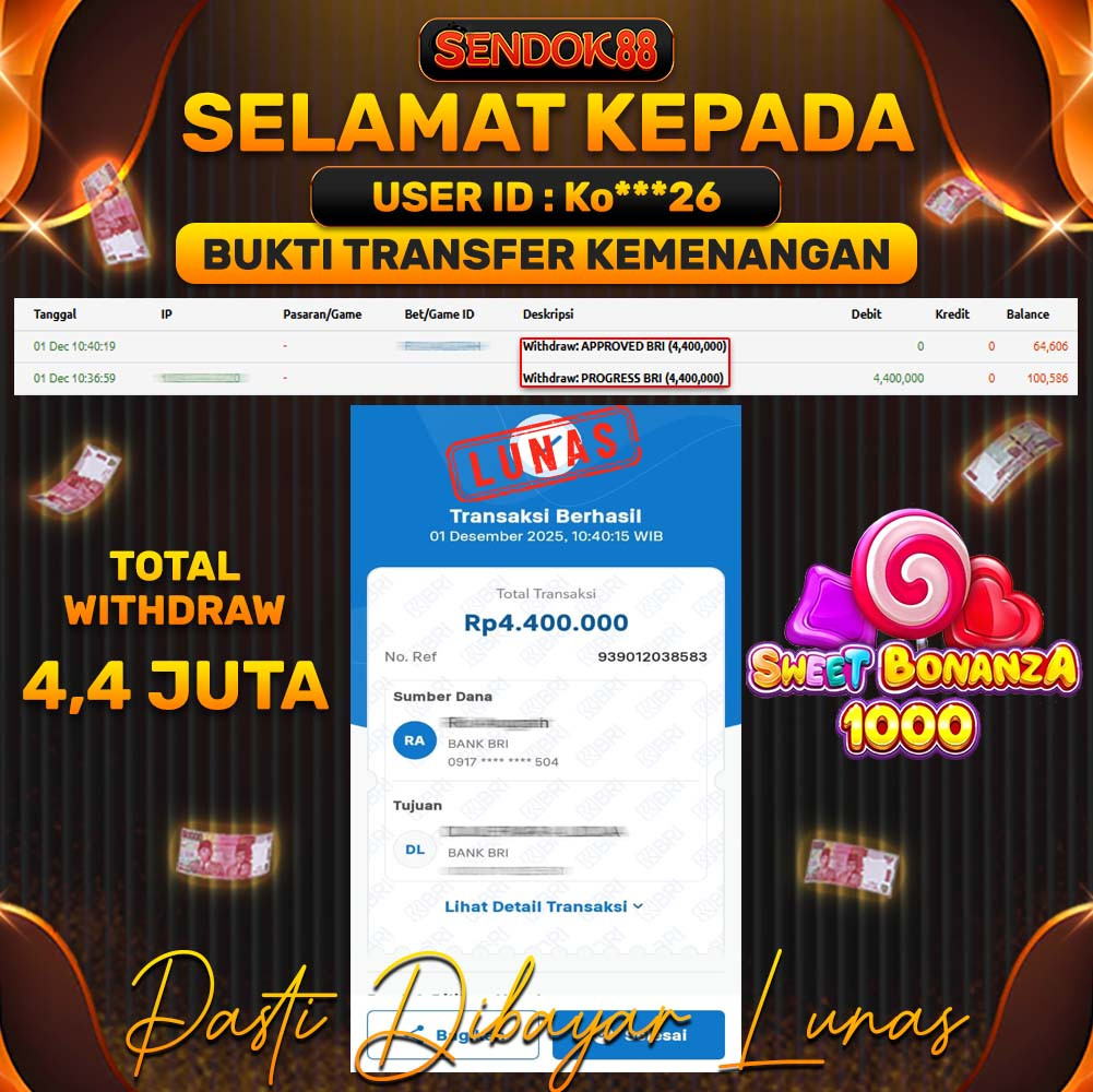 SENDOK88 JEPE! SWEET BONANZA 1000 Rp 4.400.000,- LUNAS!