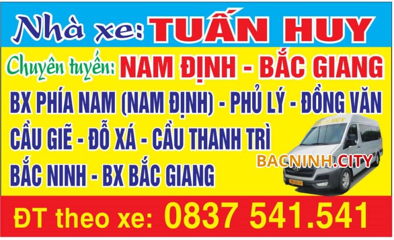 xe tuấn huy nam định đi bắc ninh bắc giang