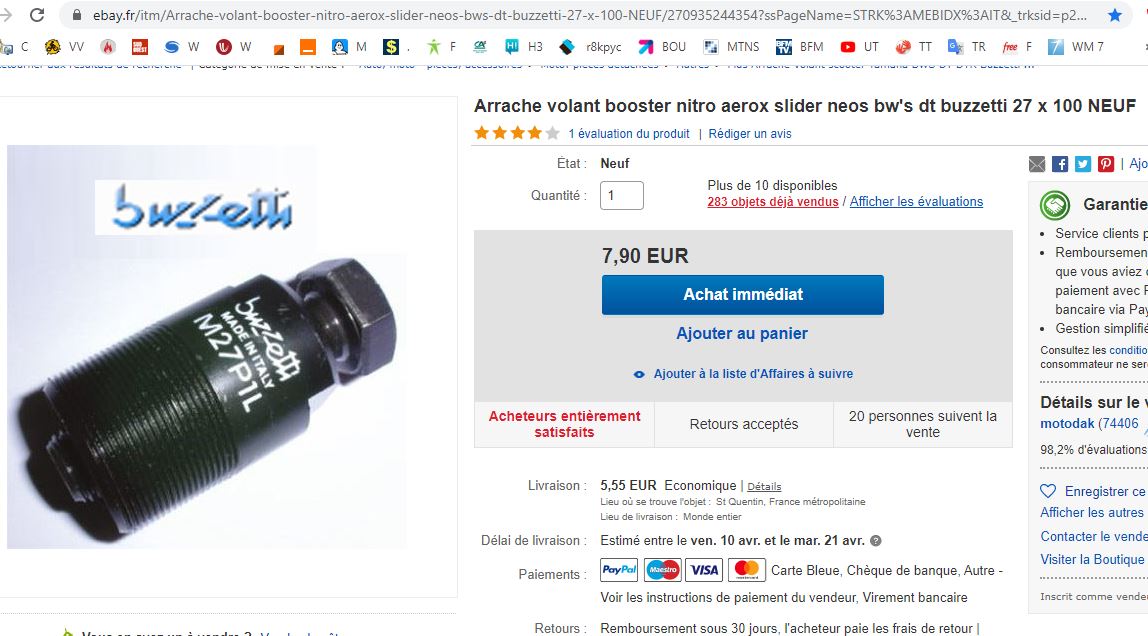 125 DTR ARRACHE VOLANT 27X100 PAS  a GAUCHE