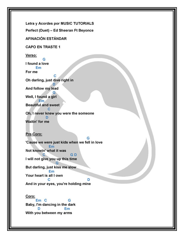 Cómo tocar Perfect de Ed Sheeran Ft Beyonce en Guitarra | Tutorial + PDF  GRATIS ⋆ Music Tutorials