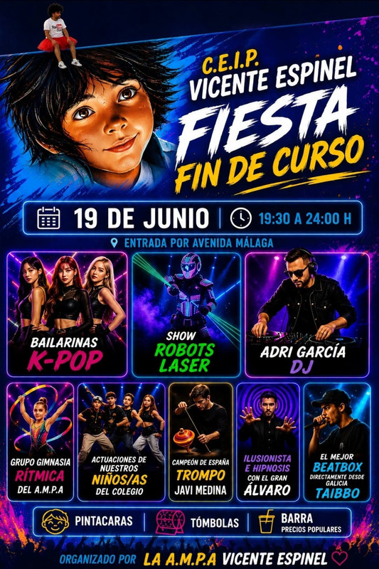 Fiesta de fin de curso del Colegio Vicente Espinel - 19 de junio de 2026