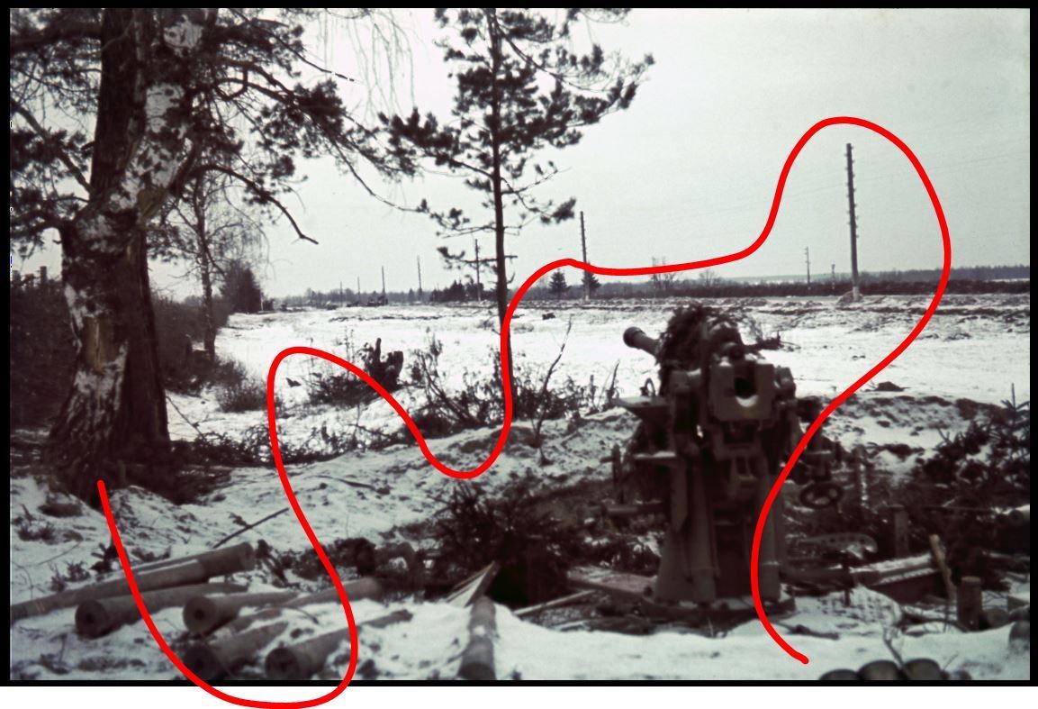 Farbdia 1941 Moskou Rollbahn Ilyinskoye Medyn Flak Pak Ильинское Sergejewka